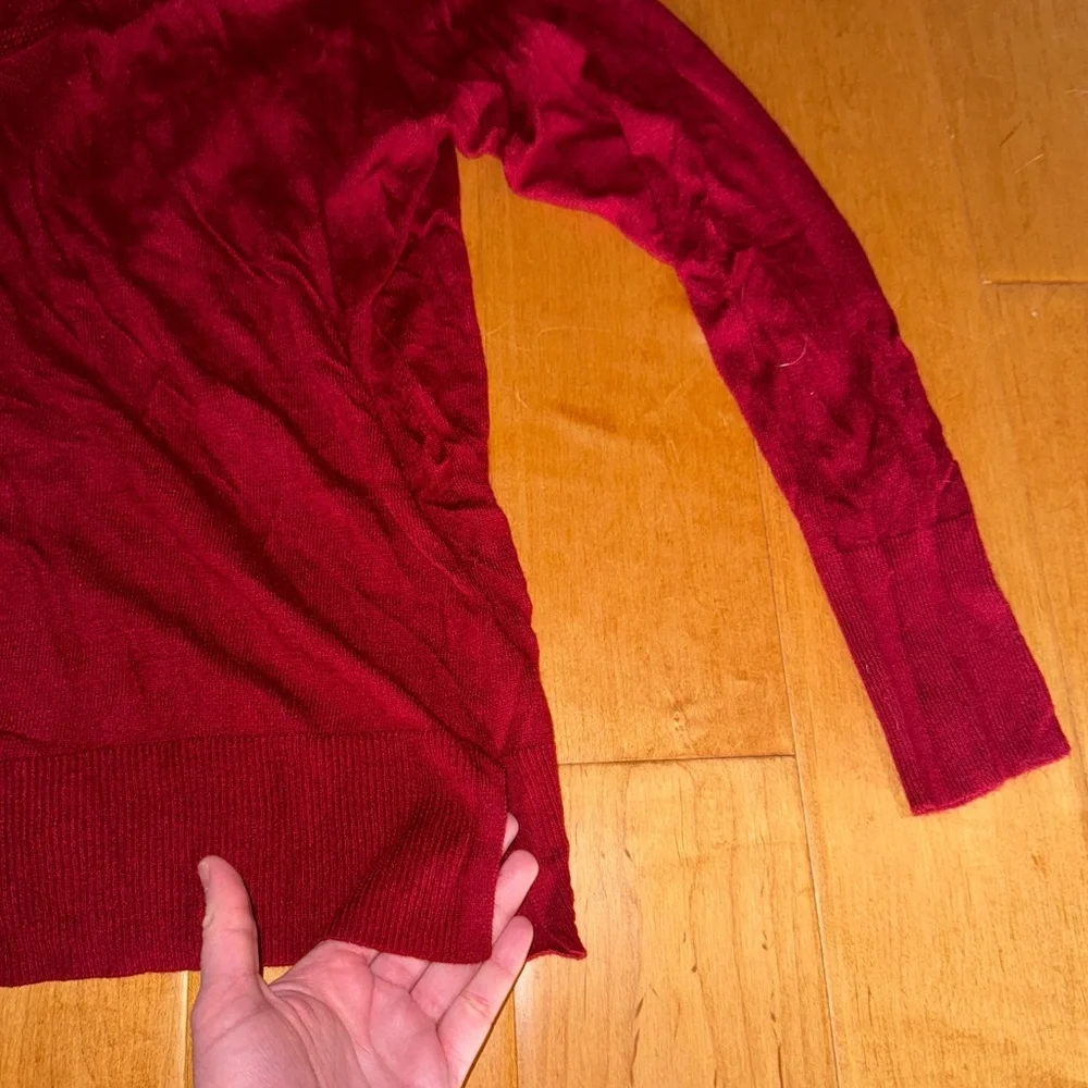 Target A New Day V Neck Red Sweater with Slits at the hips - Picture 5 of 7